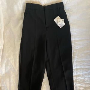 Zara pleated work pants with white detailed stitching